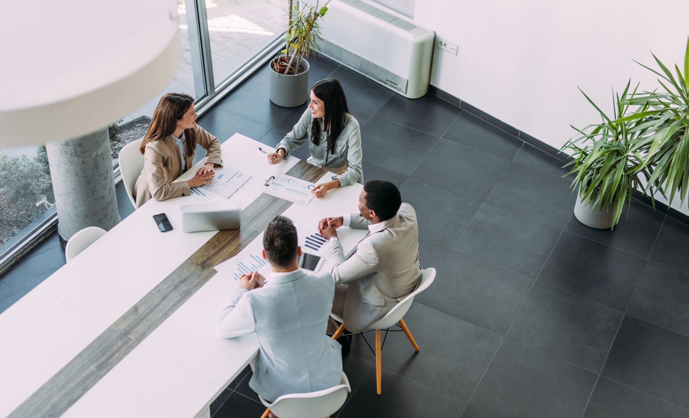 Marketing professionals collaborating in a business meeting