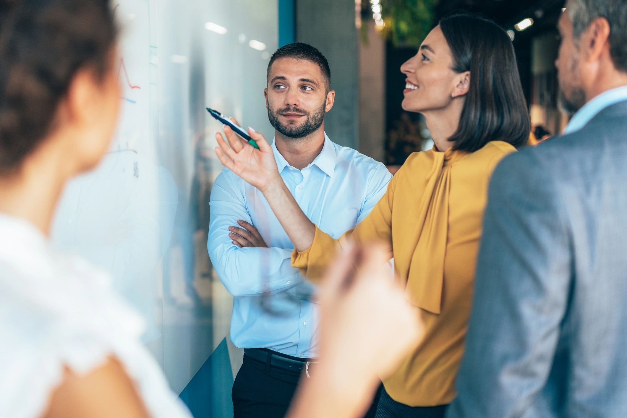 Business team collaborating on a growth strategy